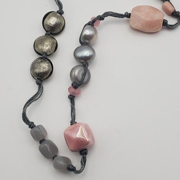 Silpada Sterling Silver Pearl Pink Soapstone 40" Long Necklace N2191 - Picture 3 of 8